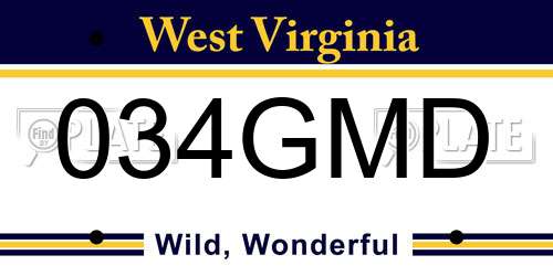 034GMD West Virginia License Plate