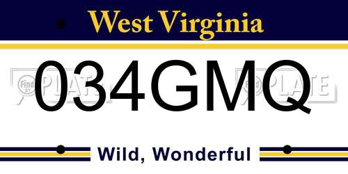 034GMQ West Virginia License Plate