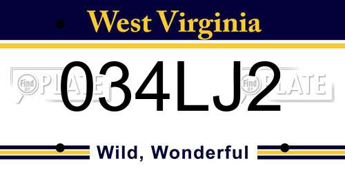 034LJ2 West Virginia License Plate
