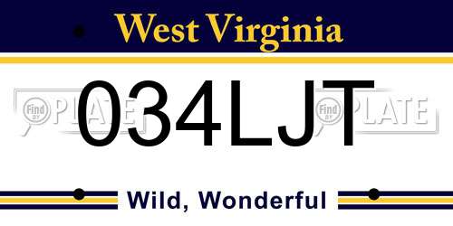 034LJT West Virginia License Plate