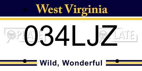 034LJZ West Virginia License Plate