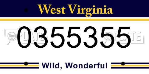 0355355 West Virginia License Plate