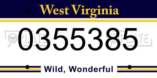 0355385 West Virginia License Plate