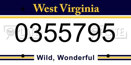 0355795 West Virginia License Plate
