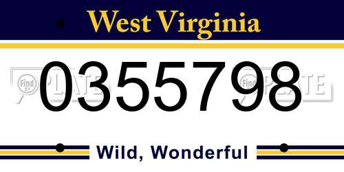 0355798 West Virginia License Plate