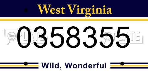 0358355 West Virginia License Plate