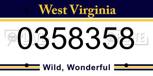 0358358 West Virginia License Plate