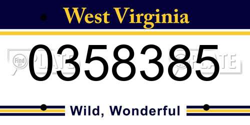0358385 West Virginia License Plate