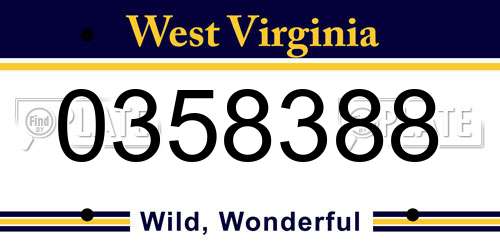 0358388 West Virginia License Plate