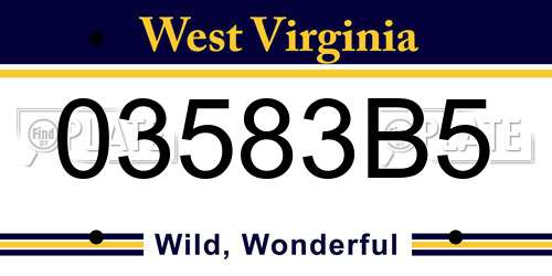 03583B5 West Virginia License Plate