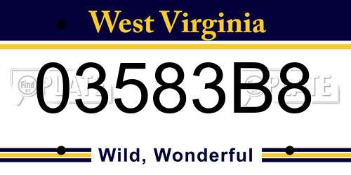 03583B8 West Virginia License Plate