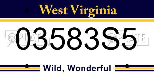 03583S5 West Virginia License Plate