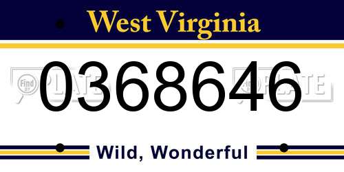 0368646 West Virginia License Plate