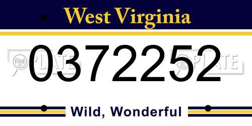 0372252 West Virginia License Plate