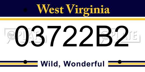 03722B2 West Virginia License Plate