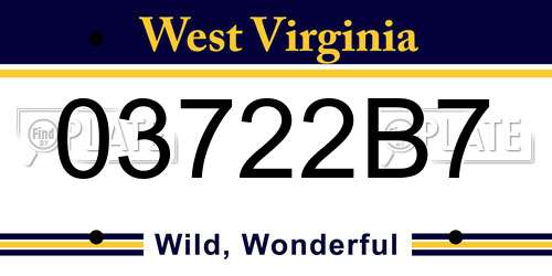 03722B7 West Virginia License Plate