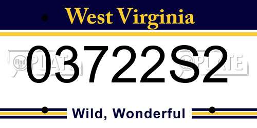 03722S2 West Virginia License Plate