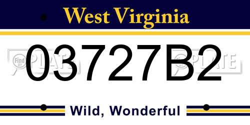 03727B2 West Virginia License Plate