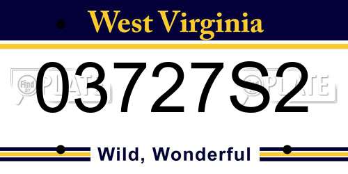 03727S2 West Virginia License Plate