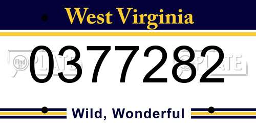 0377282 West Virginia License Plate