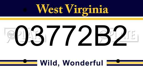 03772B2 West Virginia License Plate