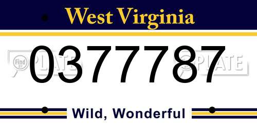 0377787 West Virginia License Plate