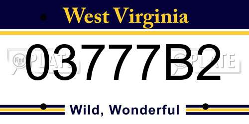03777B2 West Virginia License Plate