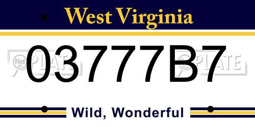 03777B7 West Virginia License Plate