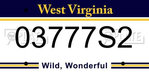03777S2 West Virginia License Plate