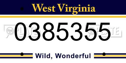 0385355 West Virginia License Plate