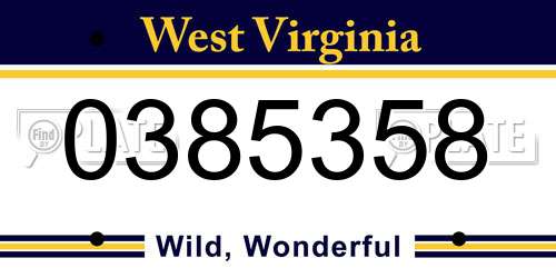 0385358 West Virginia License Plate