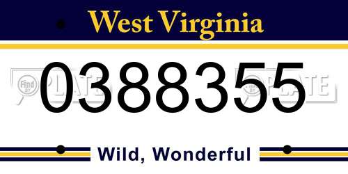 0388355 West Virginia License Plate