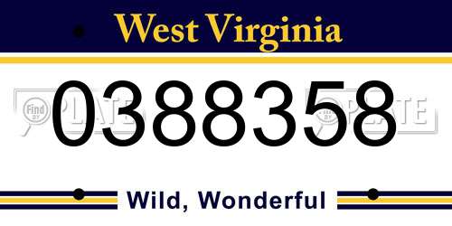 0388358 West Virginia License Plate