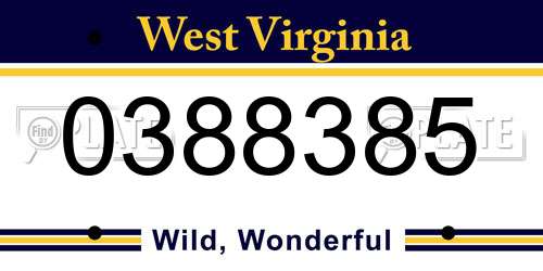 0388385 West Virginia License Plate