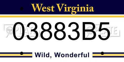 03883B5 West Virginia License Plate