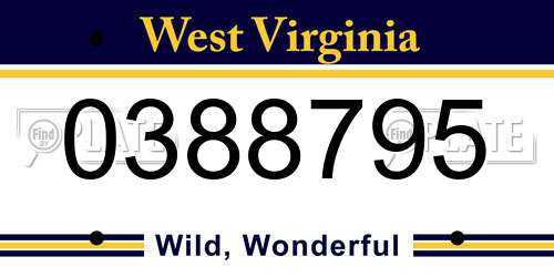 0388795 West Virginia License Plate