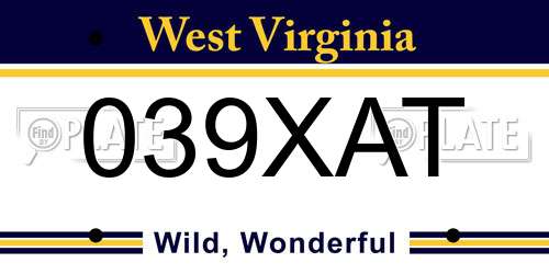 039XAT West Virginia License Plate