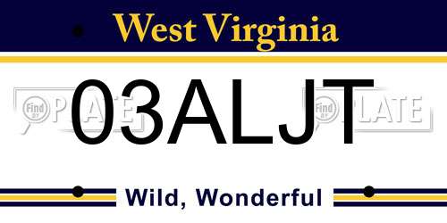 03ALJT West Virginia License Plate