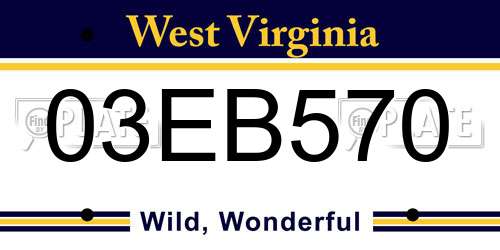 03EB570 West Virginia License Plate