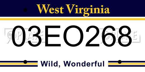 03EO268 West Virginia License Plate