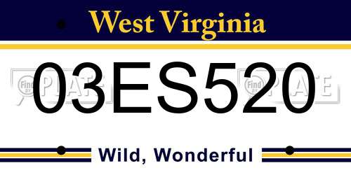 03ES520 West Virginia License Plate