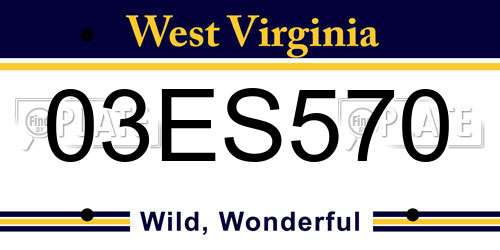 03ES570 West Virginia License Plate