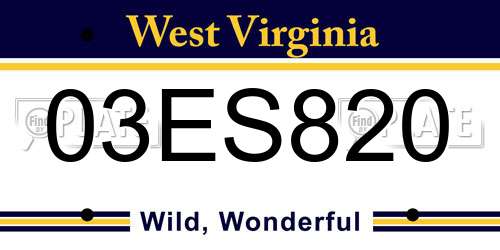 03ES820 West Virginia License Plate