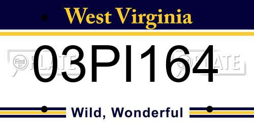 03PI164 West Virginia License Plate