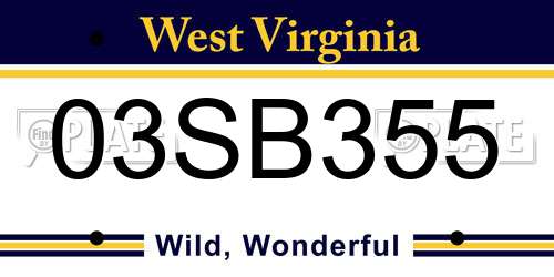 03SB355 West Virginia License Plate