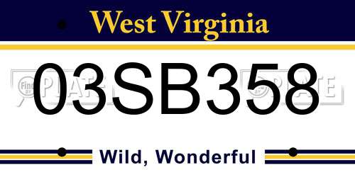 03SB358 West Virginia License Plate