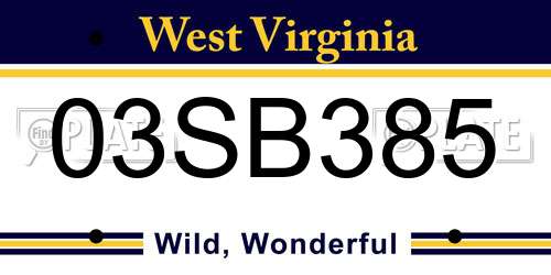 03SB385 West Virginia License Plate