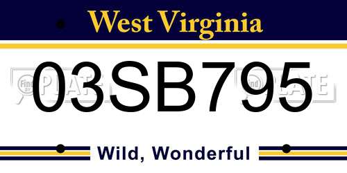 03SB795 West Virginia License Plate