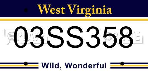 03SS358 West Virginia License Plate