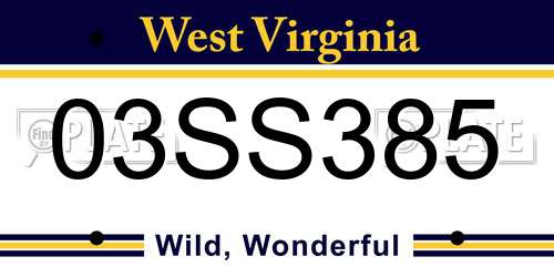 03SS385 West Virginia License Plate